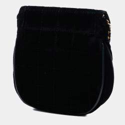 Pre Owned Chanel Black Mini Chocolate Bar Velvet Flap Crossbody