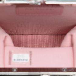 Pre Owned Chanel White Lambskin and Acrylic Kiss Clutch with Chain