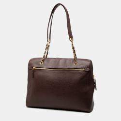 Pre Owned Chanel Brown CC Caviar Chain Zip Tote