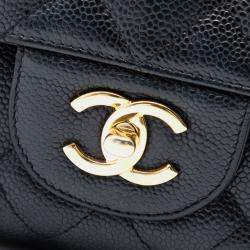 Pre Owned Chanel Black Jumbo Classic Caviar Double Flap