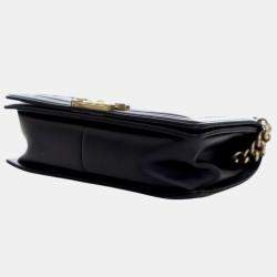 Pre Owned Chanel Black Old Medium Quilted Lambskin Boy Flap