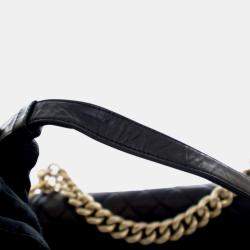 Pre Owned Chanel Black Old Medium Quilted Lambskin Boy Flap