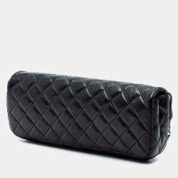 Pre Owned Chanel Black Quilted Glazed Calfskin Reissue 2.55 Clutch with Chain