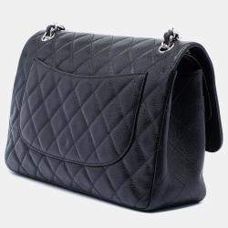 Pre Owned Chanel Black Jumbo Classic Caviar Double Flap