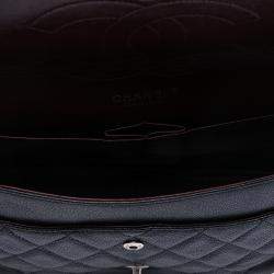 Pre Owned Chanel Black Jumbo Classic Caviar Double Flap