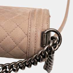 Pre Owned Chanel Brown Old Medium Quilted Caviar Boy Flap