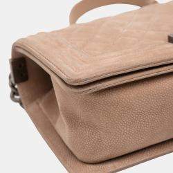 Pre Owned Chanel Brown Old Medium Quilted Caviar Boy Flap