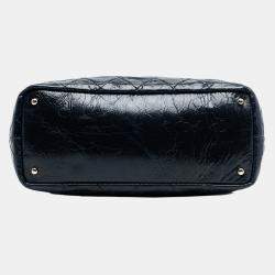 Pre Owned Chanel Blue CC Quilted Glazed Calfskin Portobello Tote