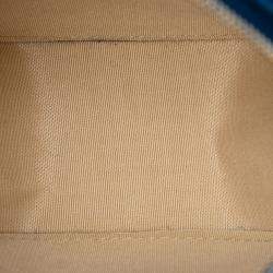 Pre Owned Chanel Blue CC Quilted Lambskin Pearl Crush Round Clutch with Chain