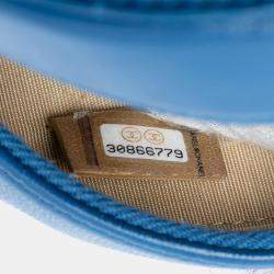 Pre Owned Chanel Blue CC Quilted Lambskin Pearl Crush Round Clutch with Chain