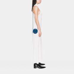 Pre Owned Chanel Blue CC Quilted Lambskin Pearl Crush Round Clutch with Chain