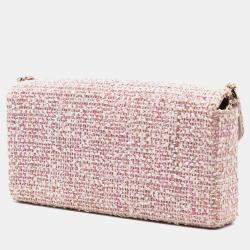 Pre Owned Chanel Pink CC Tweed East West Flap