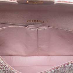 Pre Owned Chanel Pink CC Tweed East West Flap