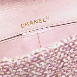 Pre Owned Chanel Pink CC Tweed East West Flap