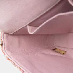 Pre Owned Chanel Pink CC Tweed East West Flap