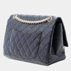 Pre Owned Chanel Black Quilted Aged Calfskin Reissue 2.55 Double Flap 226