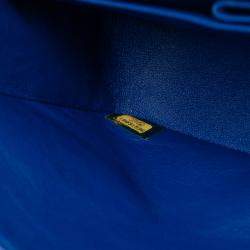 Pre Owned Chanel Blue Medium Classic Satin Double Flap