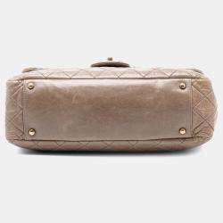 Pre Owned Chanel Brown Large Glazed Calfskin Castle Rock Top Handle Flap