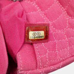 Pre Owned Chanel Pink Croc Quilted Jersey Reissue 2.55 East West Double Flap