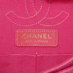 Pre Owned Chanel Pink Croc Quilted Jersey Reissue 2.55 East West Double Flap