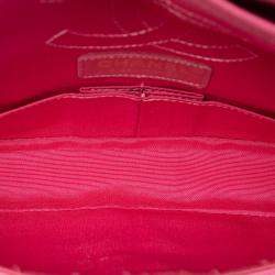 Pre Owned Chanel Pink Croc Quilted Jersey Reissue 2.55 East West Double Flap