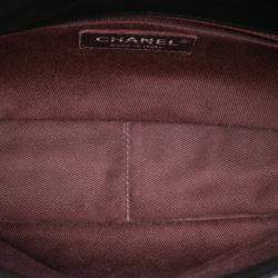 Pre Owned Chanel Black Silver CC Canvas Stripe Flap