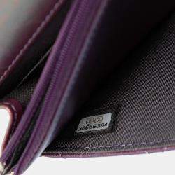 Pre Owned Chanel Purple CC Quilted Iridescent Lambskin Wallet on Chain
