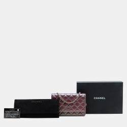 Pre Owned Chanel Purple CC Quilted Iridescent Lambskin Wallet on Chain