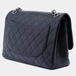 Pre Owned Chanel Black Jumbo Classic Caviar Double Flap