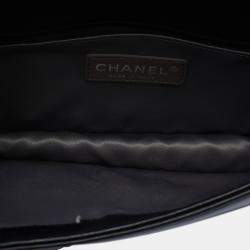 Pre Owned Chanel Black Orange CC Patent Lipstick Flap
