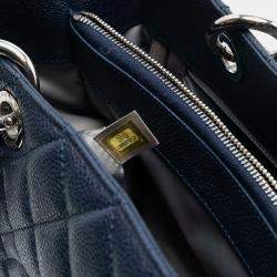 Pre Owned Chanel Blue Caviar Grand Shopping Tote