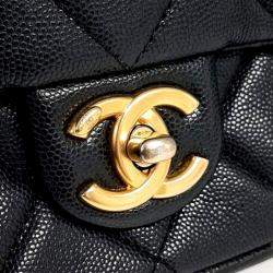 Pre Owned Chanel Black Leather Caviar Double Chain Crossbody Bag