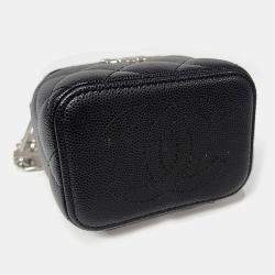 Pre Owned حقيبة شانيل فانيتي كو كو سلسلة جلد كافيار سوداء