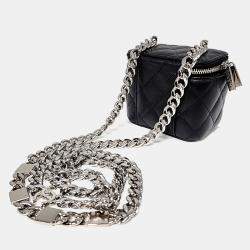 Pre Owned حقيبة شانيل فانيتي كو كو سلسلة جلد كافيار سوداء