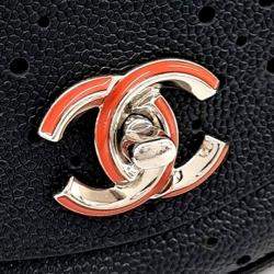 Pre Owned Chanel Black Leather Caviar Perforated Crossbody Bag