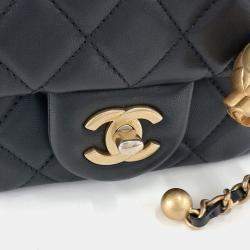 Pre Owned Chanel Black Leather Golden Ball Petit Sac Crossbody Bag