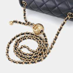 Pre Owned Chanel Black Leather Golden Ball Petit Sac Crossbody Bag