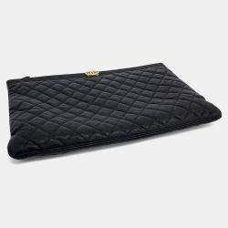 Pre Owned Chanel Black Leather Caviar Boy Clutch Large