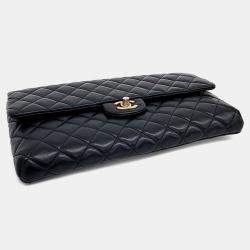 Pre Owned Chanel Black Leather Flap Clutch