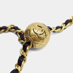 Pre Owned Chanel Black Leather Golden Ball Mini Camera Bag