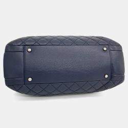 Pre Owned Chanel Blue Caviar Leather Chain Shoulder Bag