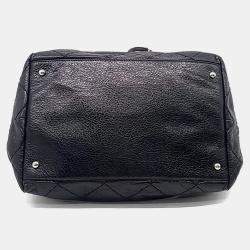 Pre Owned Chanel Black Leather On the Road Drawstring Bag