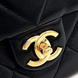 Pre Owned Chanel Black Leather Flap Chain Shoulder Bag