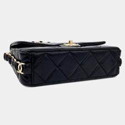 Pre Owned Chanel Black Leather Flap Chain Shoulder Bag