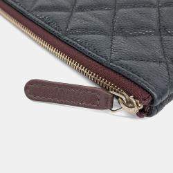 Pre Owned Chanel Black Leather Caviar Clutch New Medium