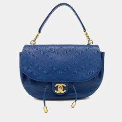 مملوكة مسبقًا Chanel Blue Leather Chain Tote and Shoulder Bag