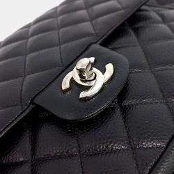 Pre Owned Chanel Black Leather Caviar Chain Shoulder Bag