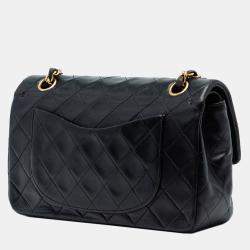 Pre Owned Chanel Black Small Classic Lambskin Double Flap