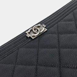 Pre Owned Chanel Black Caviar Leather Boy Clutch