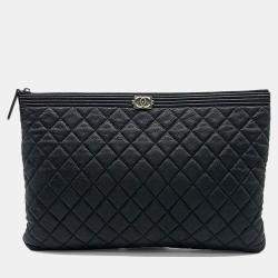 Pre Owned Chanel Black Caviar Leather Boy Clutch